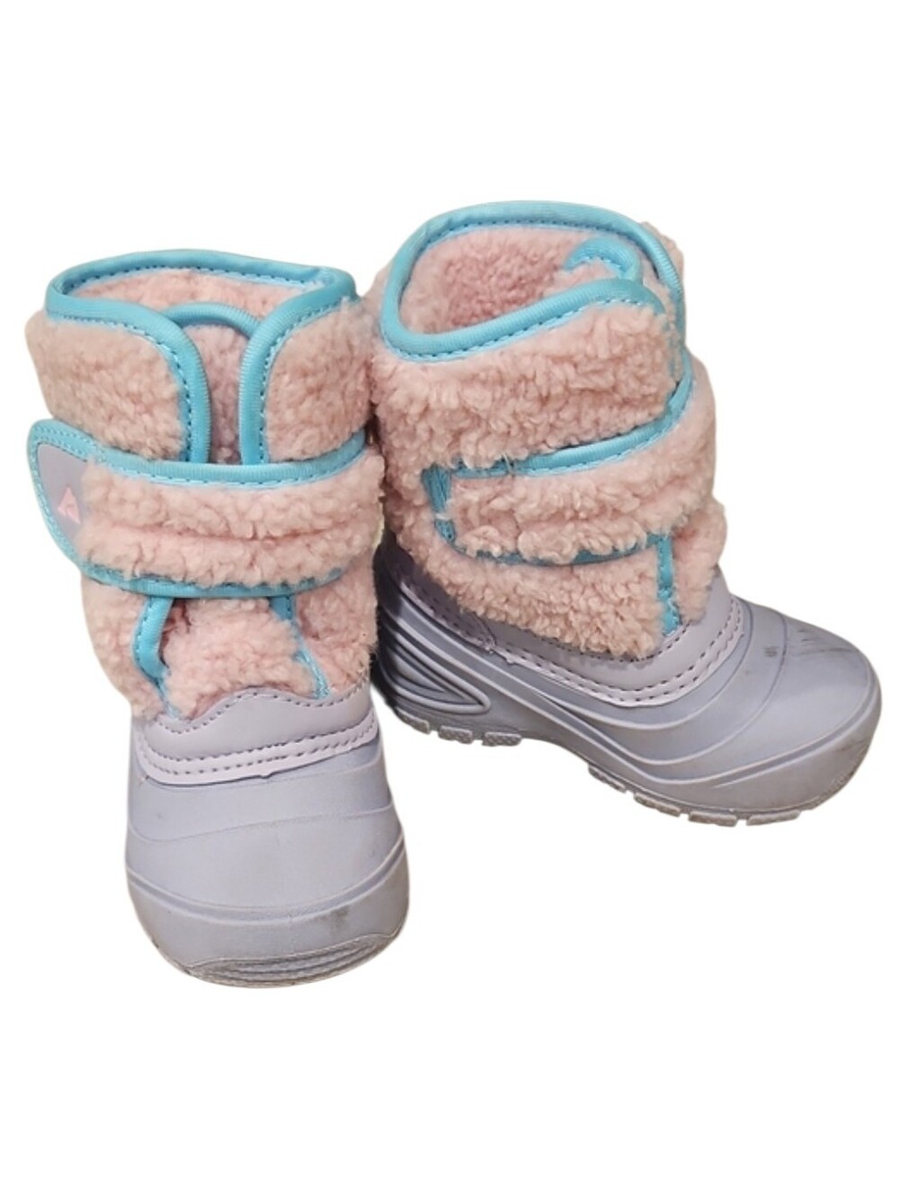 Ozark Trail Pink/Purple Sherpa Girls Winter Boots with Light Blue Trim, Size 6